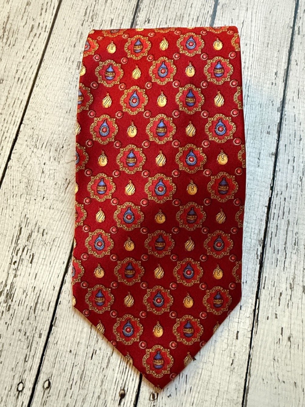 Faberge Red and Gold Medallion Silk Tie